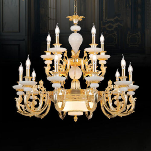 Đèn chùm nến hợp kim, Đá cẩm thạch C-125/5+15+10+5 Euroto