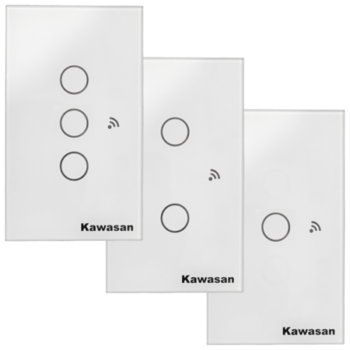 Công tắc ba Công tắc ba Kawasan cảm ứng chạm wifi màu trắng Kawasan