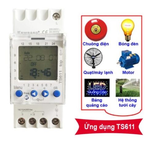 Công tắc hẹn giờ thanh ray dạng kỹ thuật số TS611 Kawasan