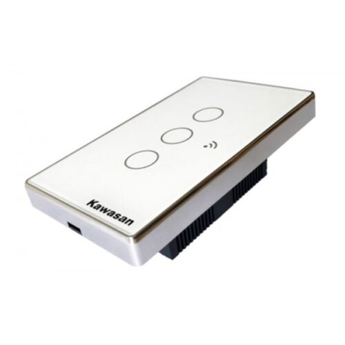Công tắc ba cảm ứng mặt chữ nhật kính trắng CT3C-WIFI(W) Kawasan