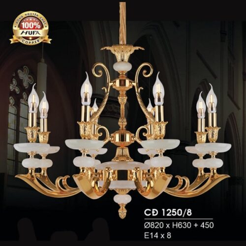 Đèn chùm đồng CĐ 1250/8 Hufa