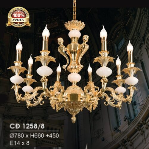 Đèn chùm đồng CĐ 1258/8 Hufa