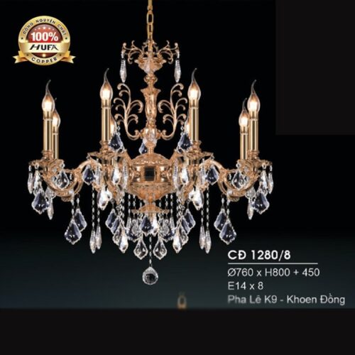 Đèn chùm đồng CĐ 1280/8 Hufa