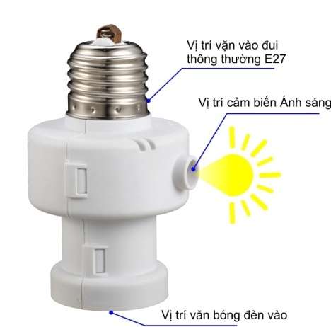 Đui đèn cảm ứng ánh sáng LSE27-TIME Kawasan