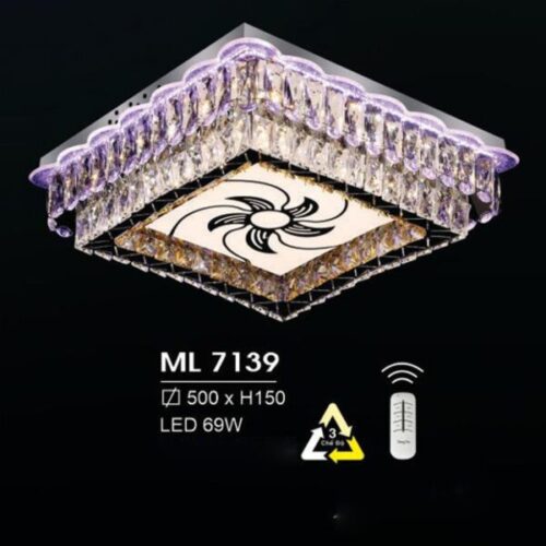 Đèn mâm vuông led trang trí ML 7139 Hufa