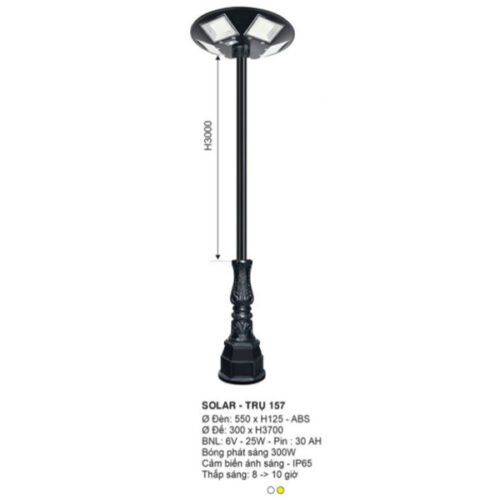 Đèn trụ ngoài trời SOLAR- TRỤ 157 Euroto