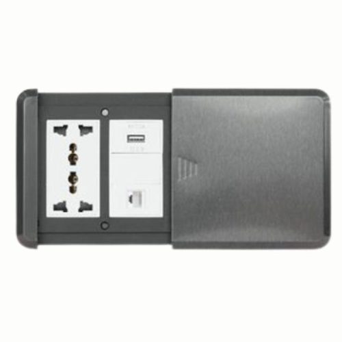 Ổ cắm âm sàn inox nắp trượt đa năng + USB + ổ cắm máy tính I2V201 Duhal