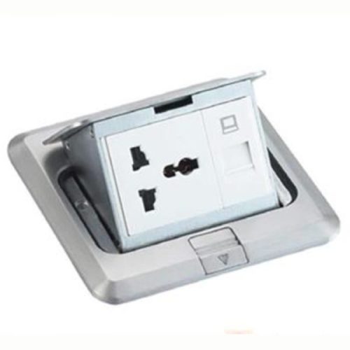 Ổ cắm âm sàn mở nhanh ổ cắm đa năng + ổ cắm 2 chấu vỏ bạc AF-S-C03+02 ARTDNA