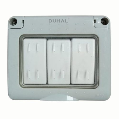 Bộ 3 công tắc 1 chiều chống thấm IP55 10A/250V K1V108 Duhal