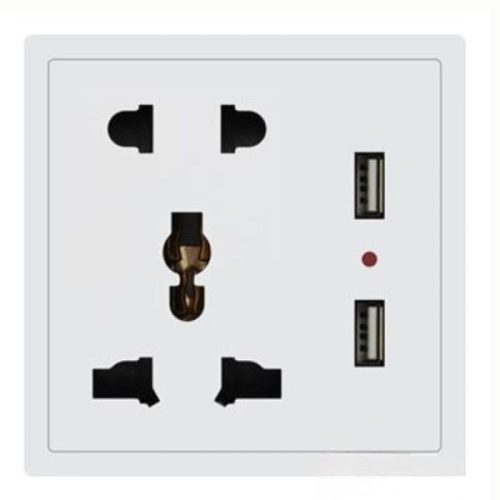 Bộ ổ cắm đa năng + ổ cắm 2 chấu và 2 cổng USB cổ điển S1 series C1B422 Duhal